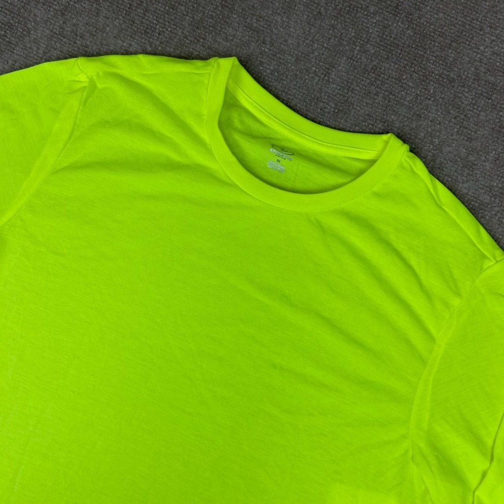 Athletic Works Tri Blend Tee Shirt Mens Medium Neon Yellow Logo Performance